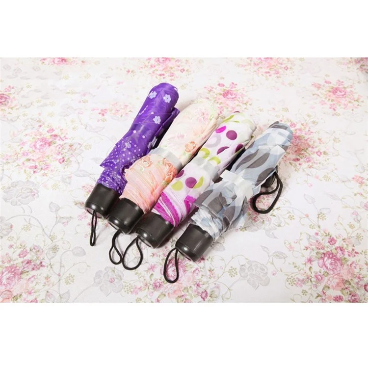 Parapluie mini portable triple pliage de couleur mixte en tissu floral YS-D
