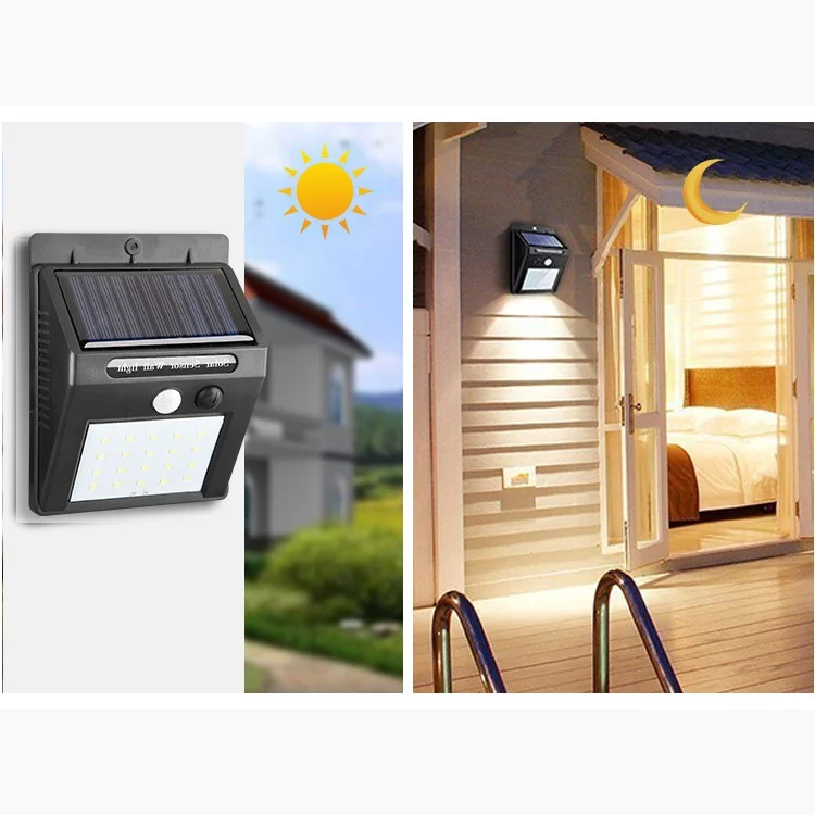 Lámpara de inducción corporal humana con 20 LED y 3 funciones, luz solar para jardín y patio