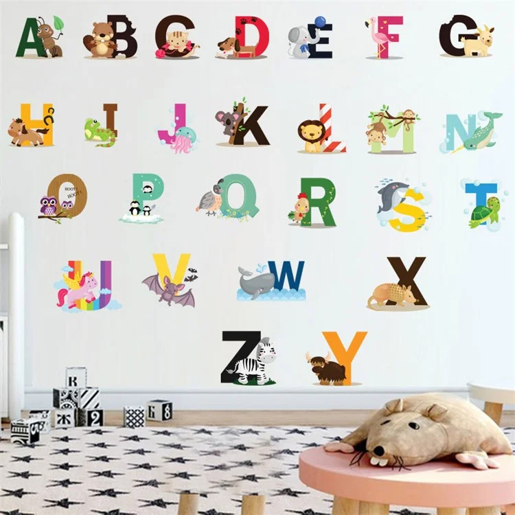 English Letters Wall Sticker Adhesive Children Room Alphabet Wallpaper Mural Art Decal