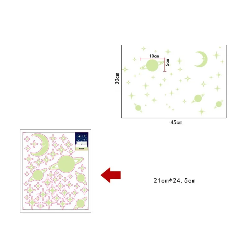 DIY Removable Self-adhesive Moon Stars Luminous Wall Stickers Y0036