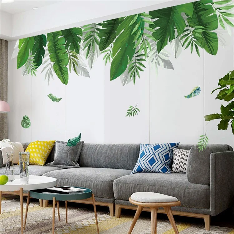 60x90cm Leaves Pattern Wall Stickers Home Decor Adhesive Room Wallpaper Mural Art Decal
