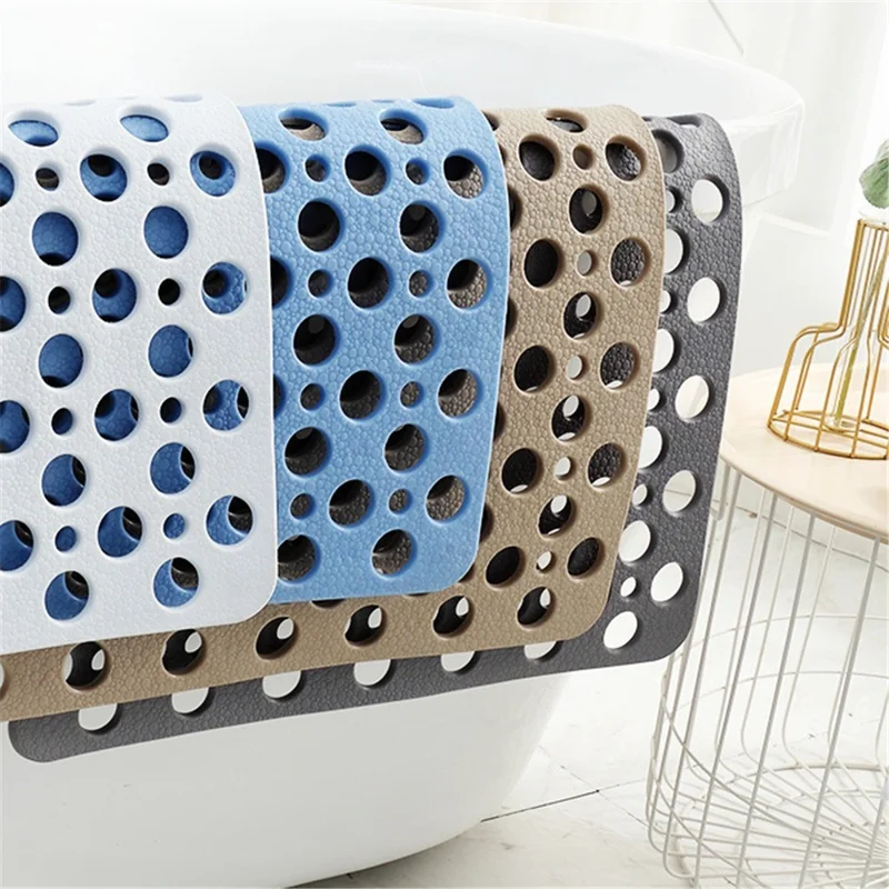 Anti-Slip Anti-Bacterial Bath Mat Bathroom Kitchen TPE Ground Bathtub Mat, Size: 21'' x 21'' - Brown