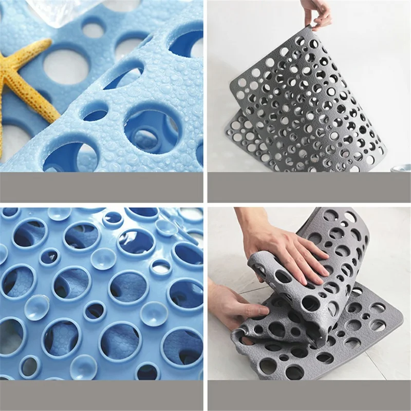 Anti-Slip Anti-Bacterial Bath Mat Bathroom Kitchen TPE Ground Bathtub Mat, Size: 21'' x 21'' - Brown