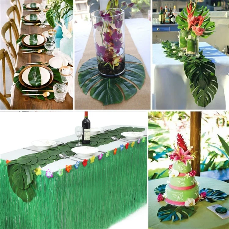 12pcs / Pack Palm De Paume Artificielle Feuilles Jungle Feuillage Luau Parti Décor, Taille: 15 X 12cm