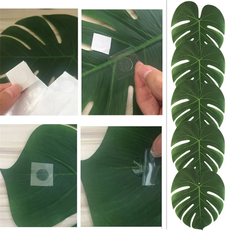 12pcs / Pack Palm De Paume Artificielle Feuilles Jungle Feuillage Luau Parti Décor, Taille: 15 X 12cm