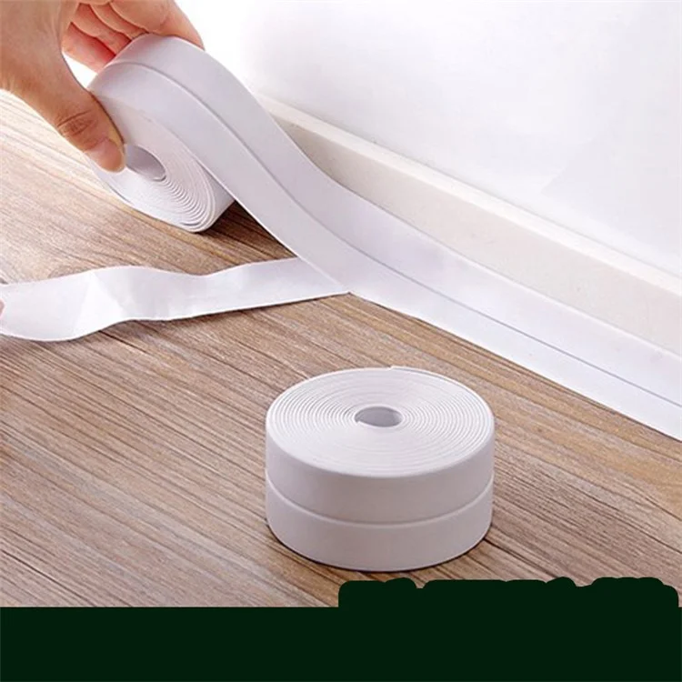 3.2M Waterproof Anti-Mildew Self Adhesive Sealing Caulk Strip Tape for Bathtub Bathroom Kitchen - White