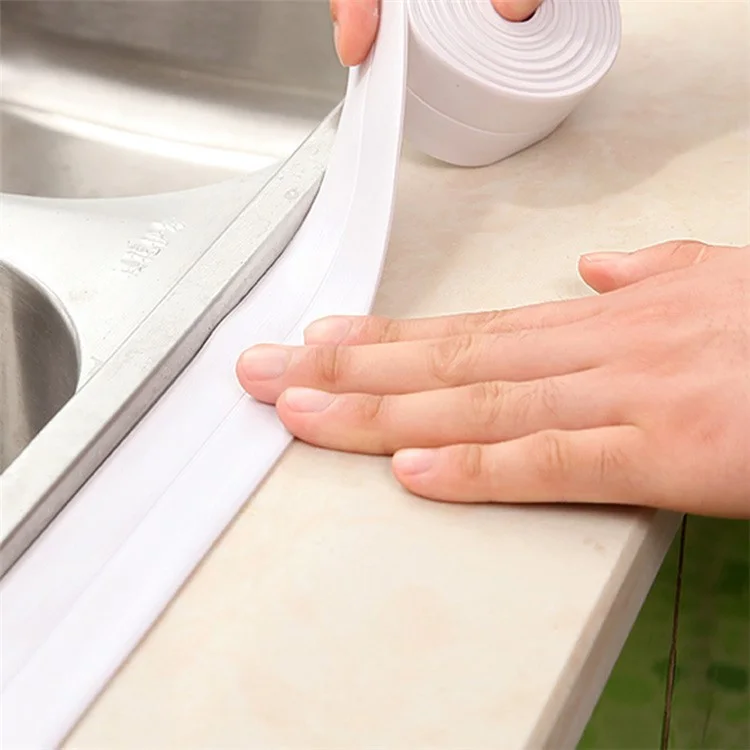 3.2M Waterproof Anti-Mildew Self Adhesive Sealing Caulk Strip Tape for Bathtub Bathroom Kitchen - White
