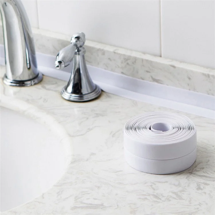 3.2M Waterproof Anti-Mildew Self Adhesive Sealing Caulk Strip Tape for Bathtub Bathroom Kitchen - White
