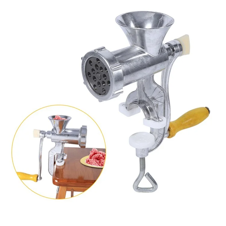 Manual Meat Grinder and Sausage Stuffer Meat Grinder Mincer Pasta Maker Crank - Silver