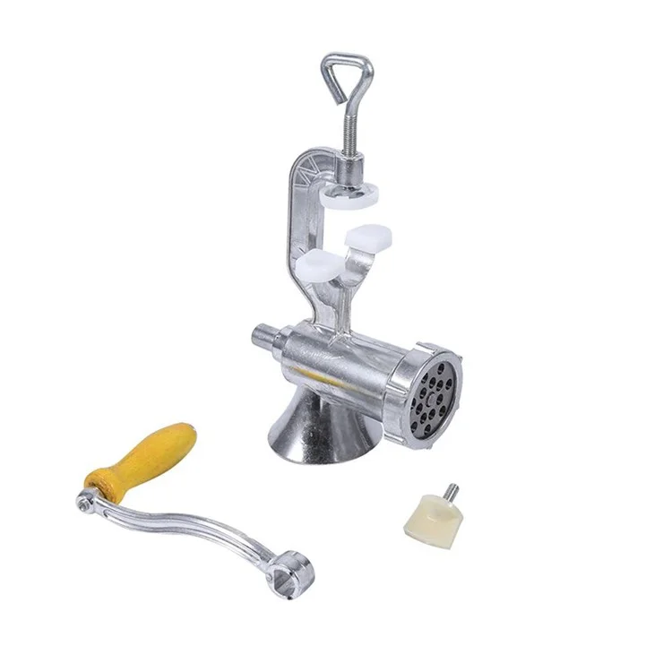 Manual Meat Grinder and Sausage Stuffer Meat Grinder Mincer Pasta Maker Crank - Silver