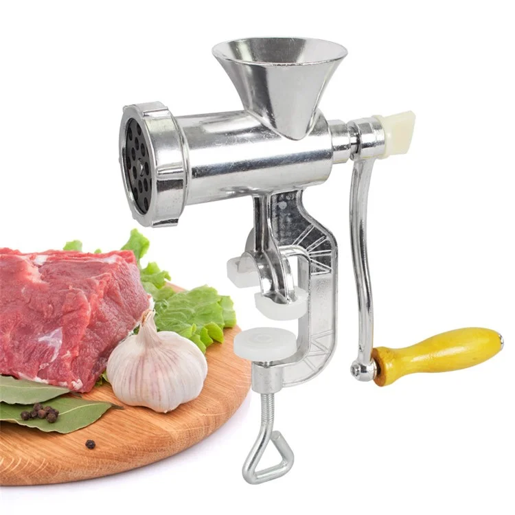 Manual Meat Grinder and Sausage Stuffer Meat Grinder Mincer Pasta Maker Crank - Silver