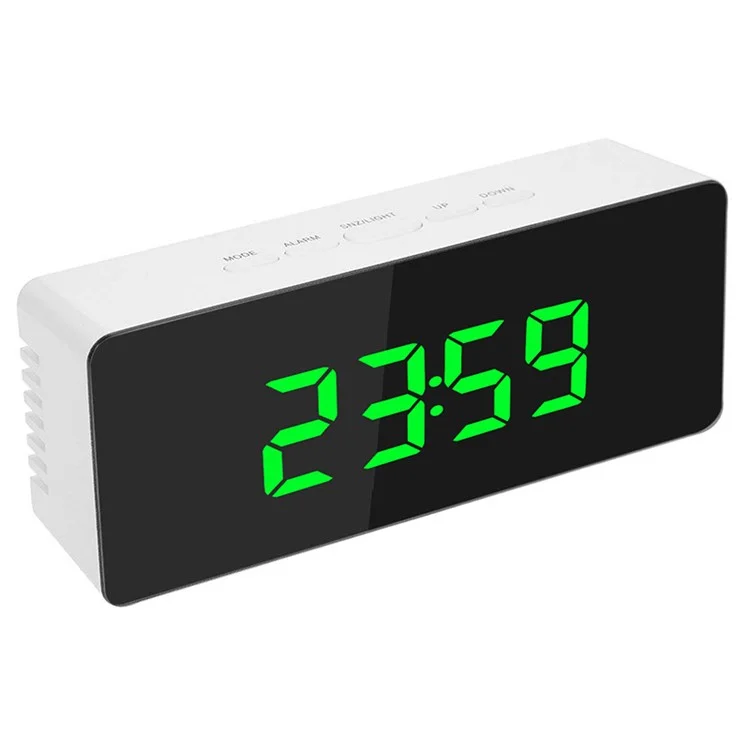 EK8001 LED Mirror Alarm Clock Digital Snooze Table Clock Electronic Large Time Temperature Display Clock - Green