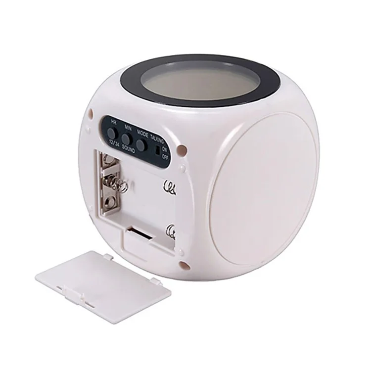 Digital Projection Alarm Clock Voice Report Projector Clock Weather Station Thermometer Wake Up - White