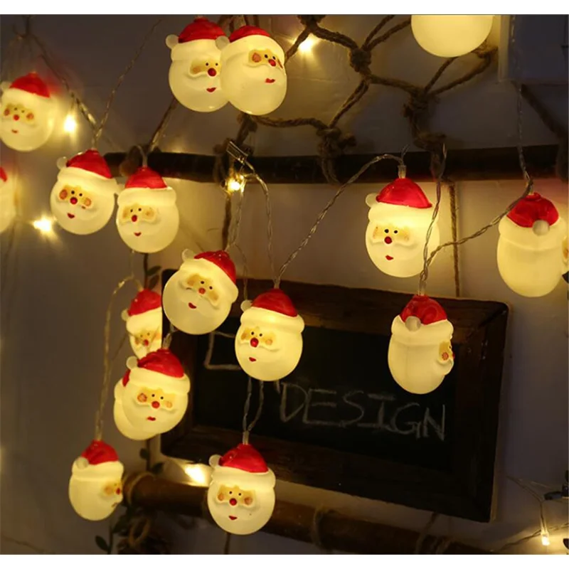 LED plug-in Santa Claus Shape Lamps Christmas Gift Decoration Light String [1.5m, 10 Lights] - Warm White