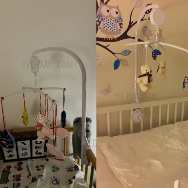 Baby Crib Mobile Bed Bell Toy Holder Arm Bracket + Wind-up Music Box