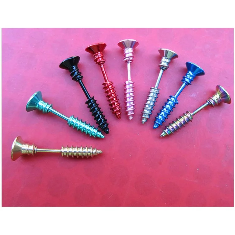 1 Pair Titanium Steel Phillips Screw Shape Ear Studs Anti-allergy Earrings Set - Black