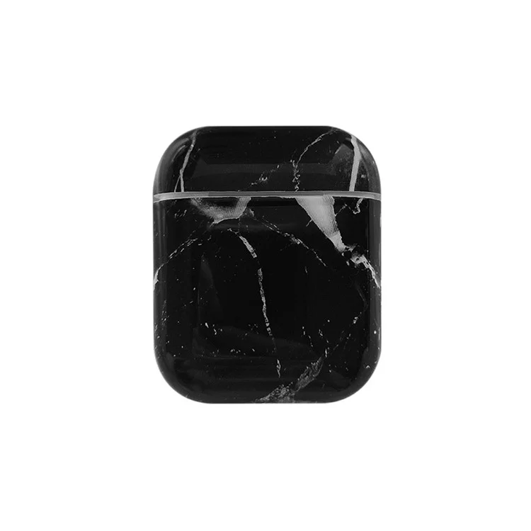 Hard PC Bluetooth Marble Skin Cover Для Apple Airpods с Беспроводной Зарядкой (2019) / AirPods с Делом Зарядки (2019) (2016) - Черный