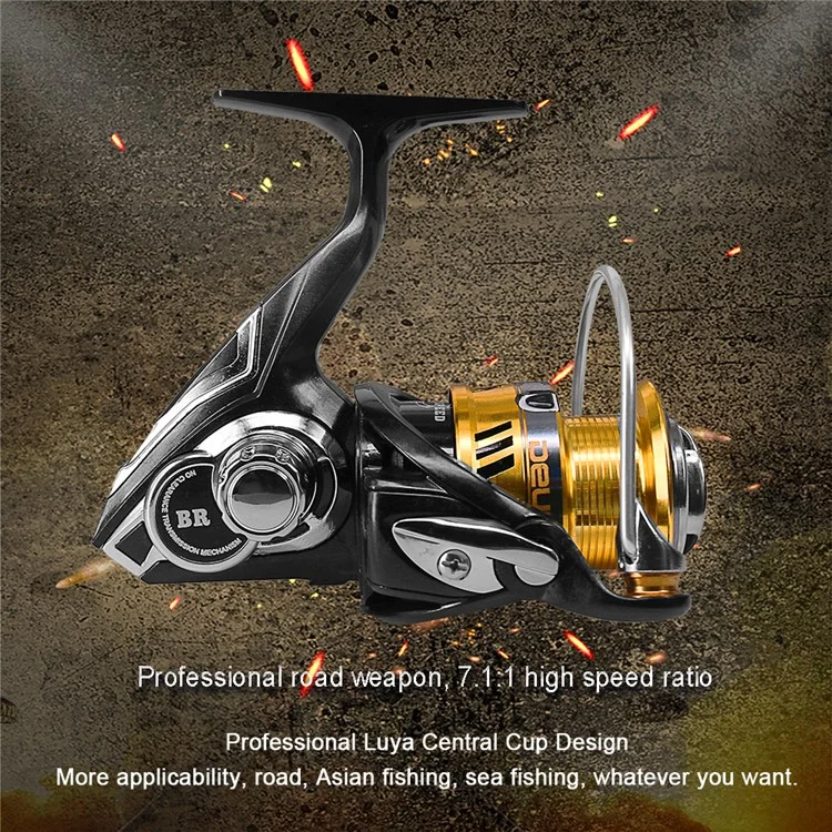 BR3000 Rolo de Pesca de Alta Velocidade 7.1:1 5+1BB Metal Spool Plating Spinning Wheel Fishing Reel Tackle