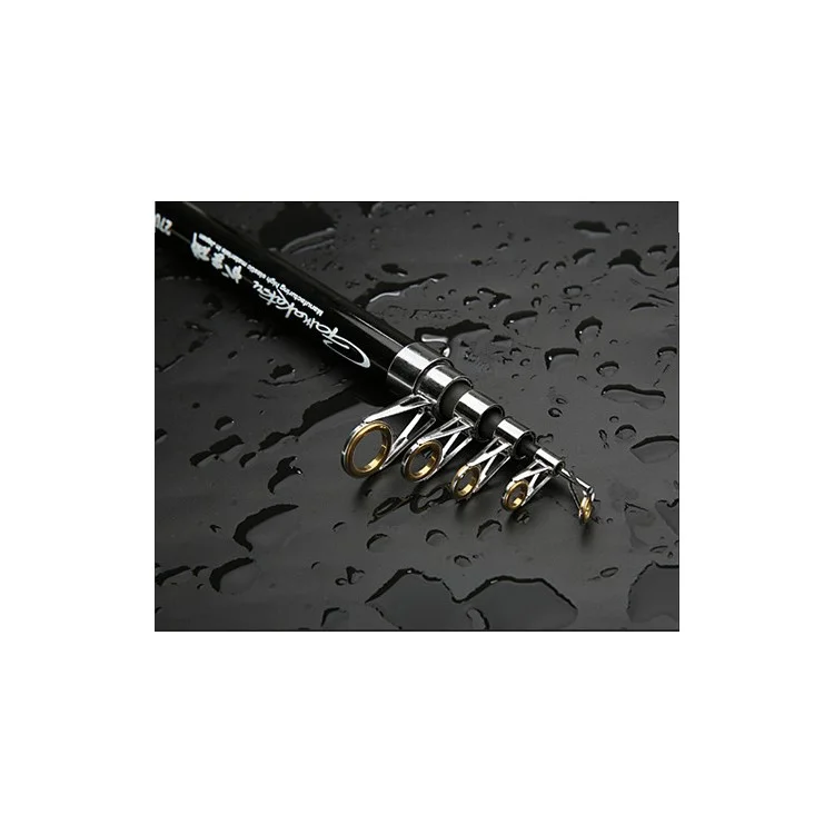 2.4M Fishing Rod Reel Combos Carbon Telescopic Fishing Rod Pole - Black