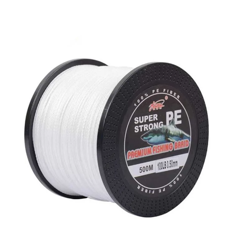 YUDELI 500m Powerful Fishing Line 4 Strands Braided PE Saltwater Fishing Line - White / Line Size: 4.0#: 0.32mm/50LB/22.6KG