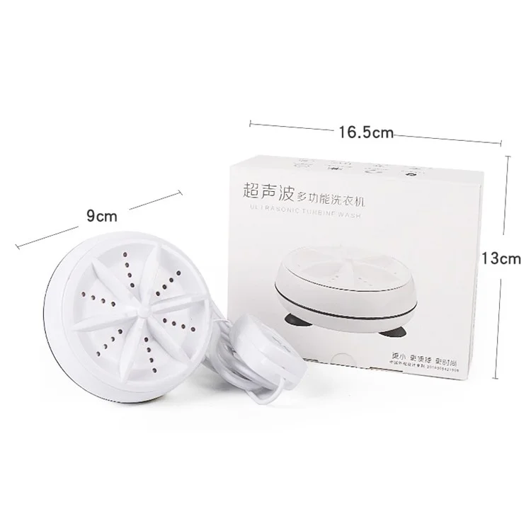 Ultrasonic Turbine Washing Machine Mini Portable Personal Rotating Washer for Travel Home Business Trip - White