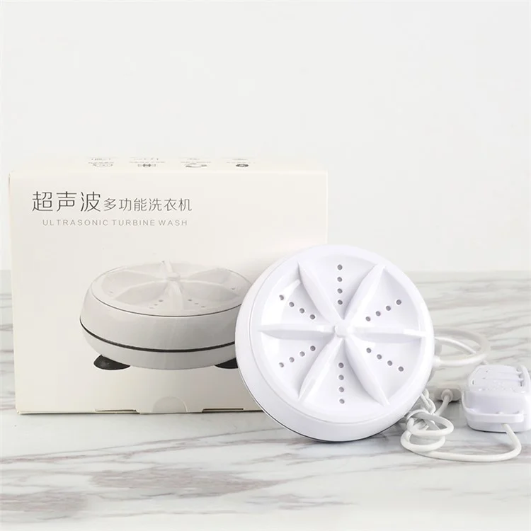 Ultrasonic Turbine Washing Machine Mini Portable Personal Rotating Washer for Travel Home Business Trip - White