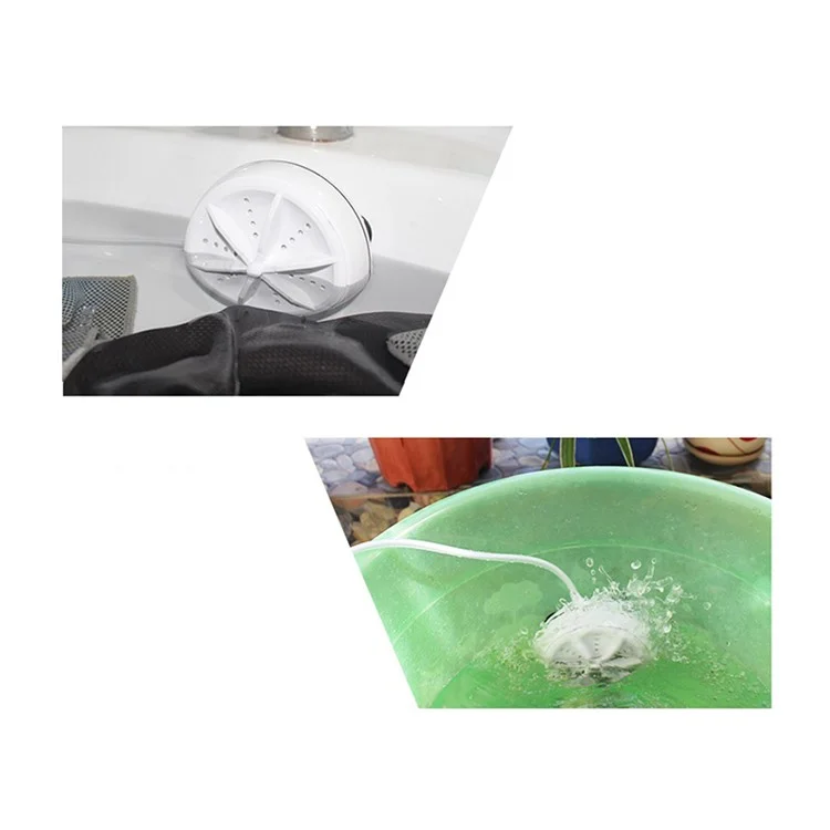 Ultrasonic Turbine Washing Machine Mini Portable Personal Rotating Washer for Travel Home Business Trip - White