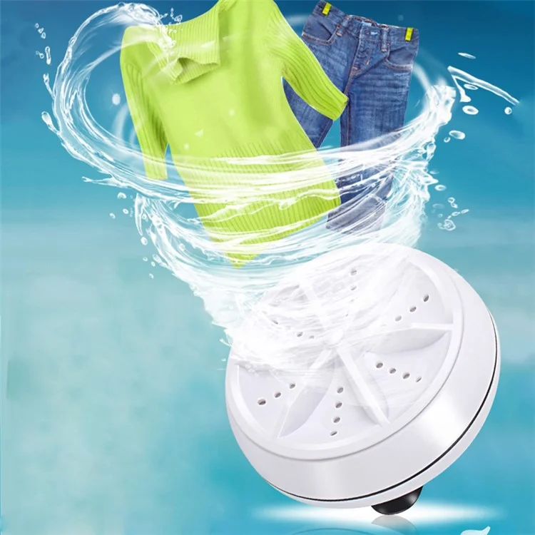 Ultrasonic Turbine Washing Machine Mini Portable Personal Rotating Washer for Travel Home Business Trip - White