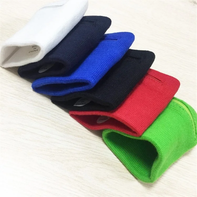 Sport Arm Band Bag Zipper Wrist Wallet Bag Sweatband for MP3 Card Storage - Blue