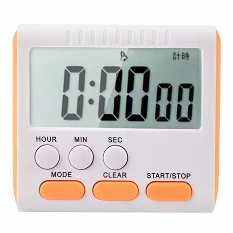 Magnetic Large LCD Digital Kitchen Timer with Loud Alarm Count Up & Down Clock 24 Hours Kitchen Timer - Orange