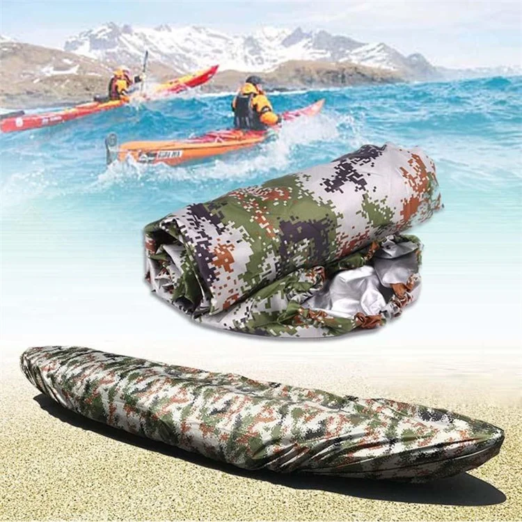Universal Camouflage Kayak Canoe Boat Cover Waterproof UV Resistant Anti-Dust Cover Shield for 4.6-5m Boats