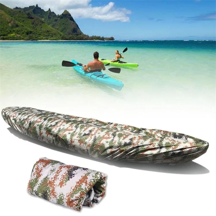 Universal Camouflage Kayak Canoe Boat Cover Waterproof UV Resistant Anti-Dust Cover Shield for 4.6-5m Boats