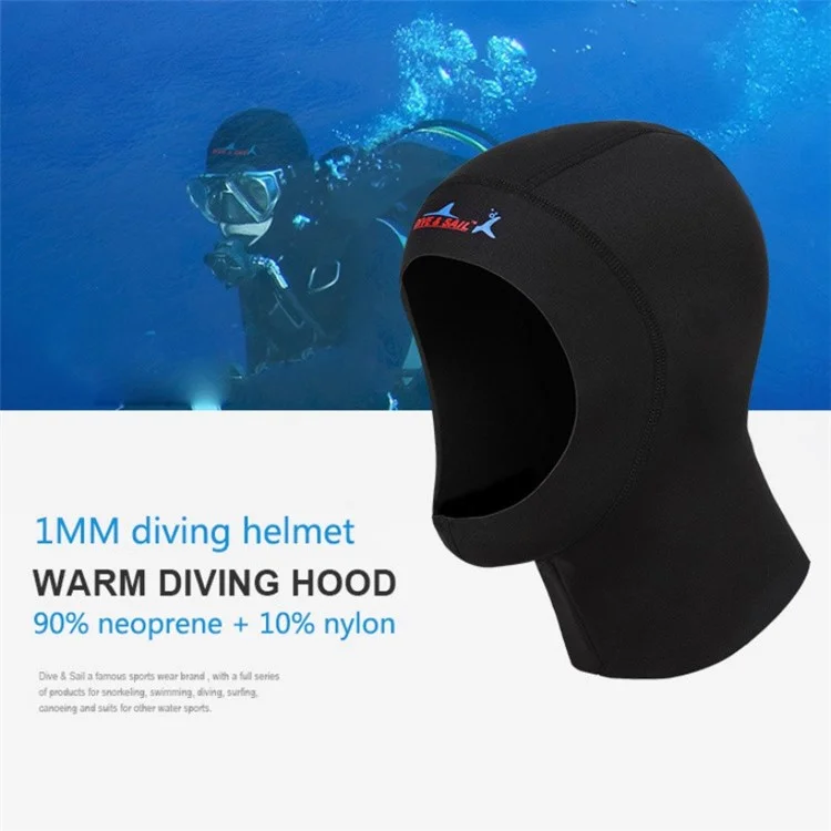 Hombre Hombre Neopreno Sombrero De Buceo De Buceo 1mm Con Hombro Equipo De Snorkeling - S