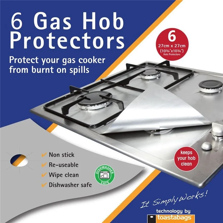 6PCS Non Stick Heat Resistant Gas Stove Burner Covers Protectors