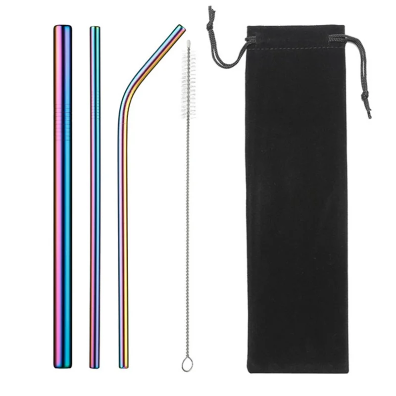 Stainless Steel Straw Set Drinking Metal Straws for Tumblers, Rumblers, Cold Beverage
