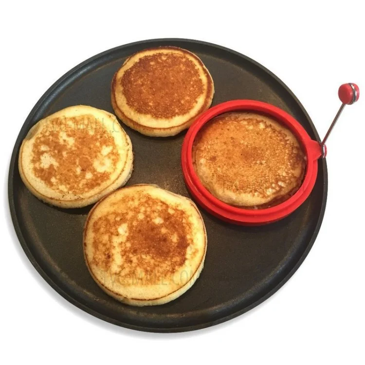 Nonstick Silicone Fried Egg Mold Ring Set Heart Egg for Cooking - Green Flower + Blue Heart + Red Circle + Orange Bear