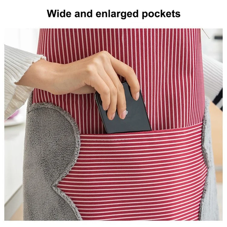 Adjustable Apro with Convenient Pocket Fashion Stripe Apron - Pink