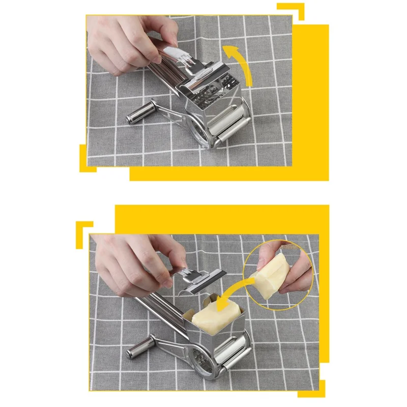 Stainless Steel Hand Rotating Cheese Grater Rotary Ginger Slicer Kitchen Gadget