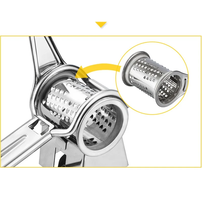 Stainless Steel Hand Rotating Cheese Grater Rotary Ginger Slicer Kitchen Gadget
