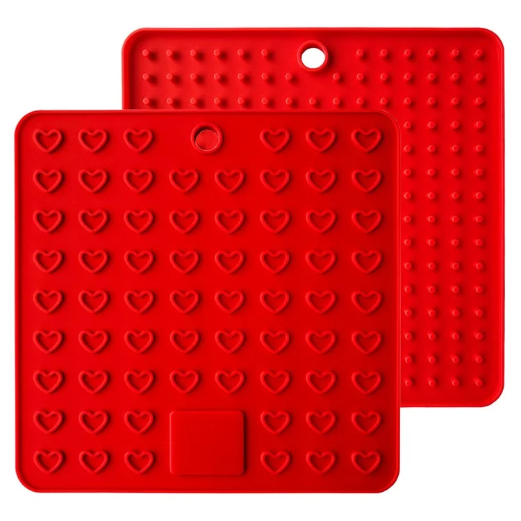 Thickened Silicone Heart-shaped Multi-functional Pad Thermal Insulation Mat - Red