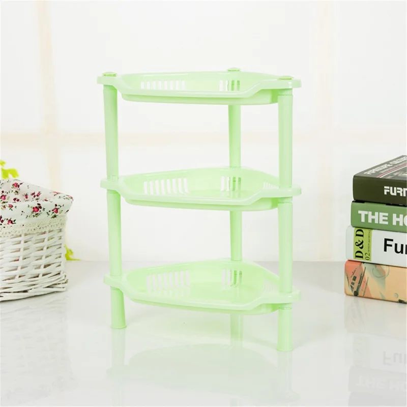 3-lagers plastisk tresidig hylla för dusch, badrumshållare för förvaring, hemorganizer rack - Grön