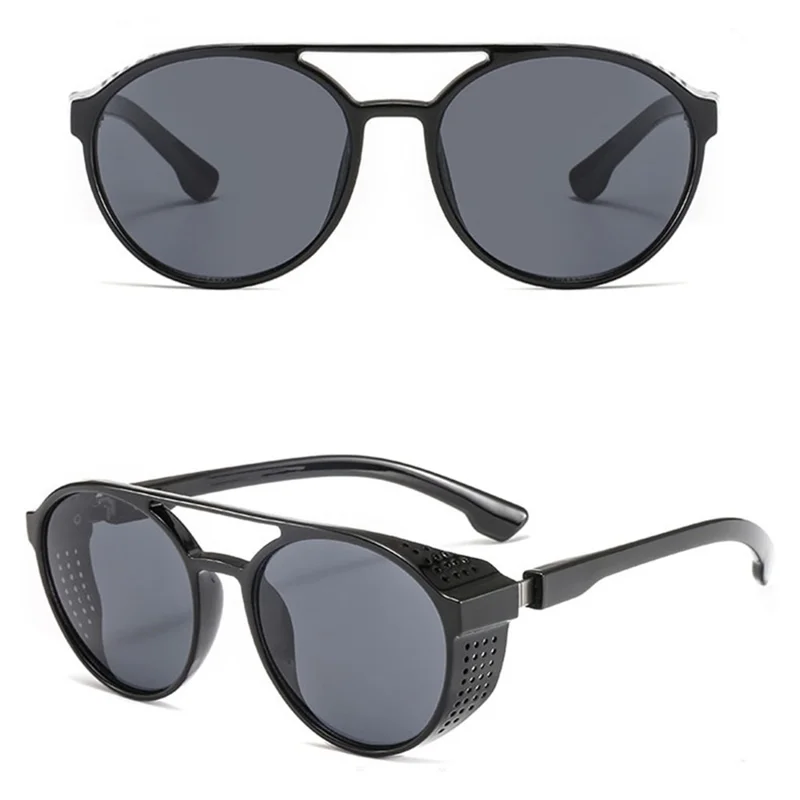 Round Lens Fashionable Glasses Stylish Sunglasses Retro Sunglasses - Dark Grey