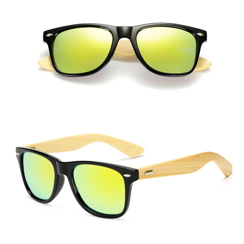 Stylish Bamboo Legs Sports Sunglasses Classic Polarized Glasses - Black/Gold