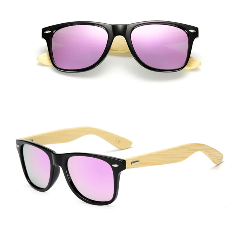 Stylish Bamboo Legs Sports Sunglasses Classic Polarized Glasses - Black/Purple