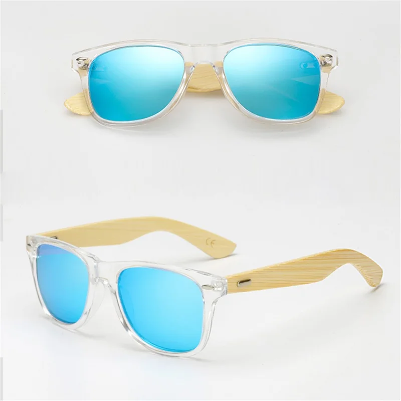 Stylish Bamboo Legs Sports Sunglasses Classic Polarized Glasses - Clear/Blue