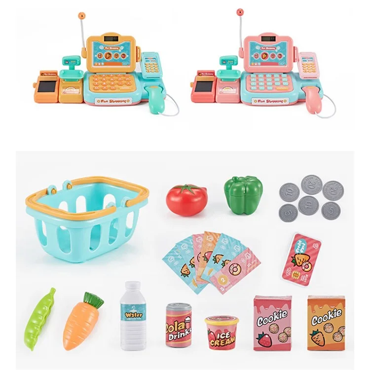 Mini Électronique Simulated Supermarket Cash Registre Kits Jouets Éducatifs Set [enfants De Plus De 3 Ans] - Rose