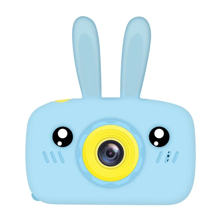 12MP HD Lens Kids Children Digital Camera Rabbit Bear Cartoon Camera Photo Video Kids Toy with Memory Card and Card Reader - Blue Rabbit