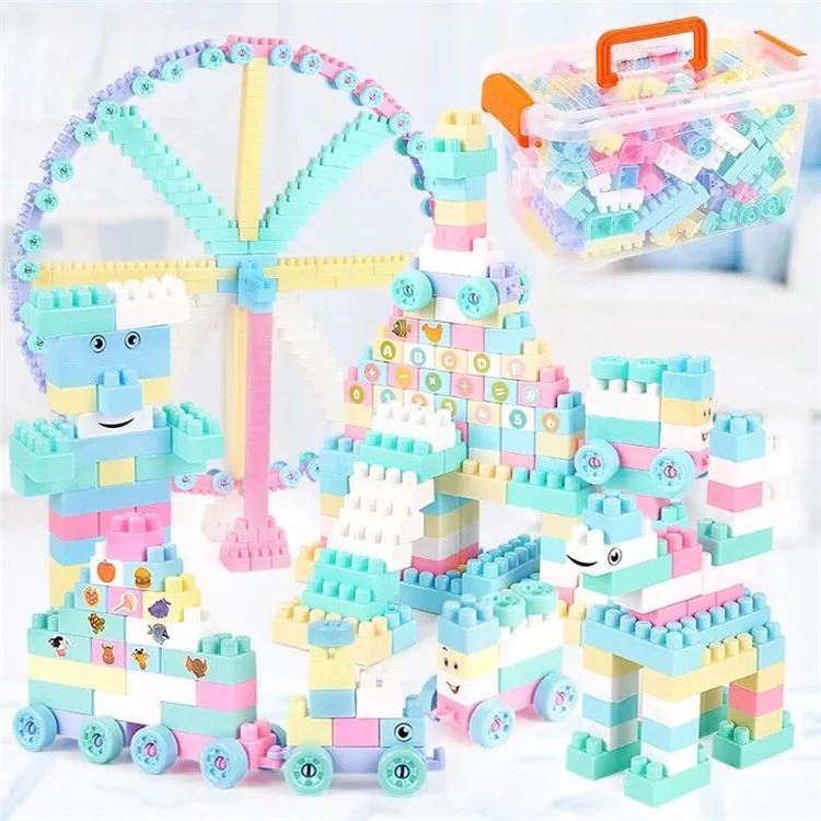 220pcs / Set Newborn Baby Educazione Precoce Materiale Plastica Grandi Particelle Diy Creative Building Blocks Puzzle Giocattoli