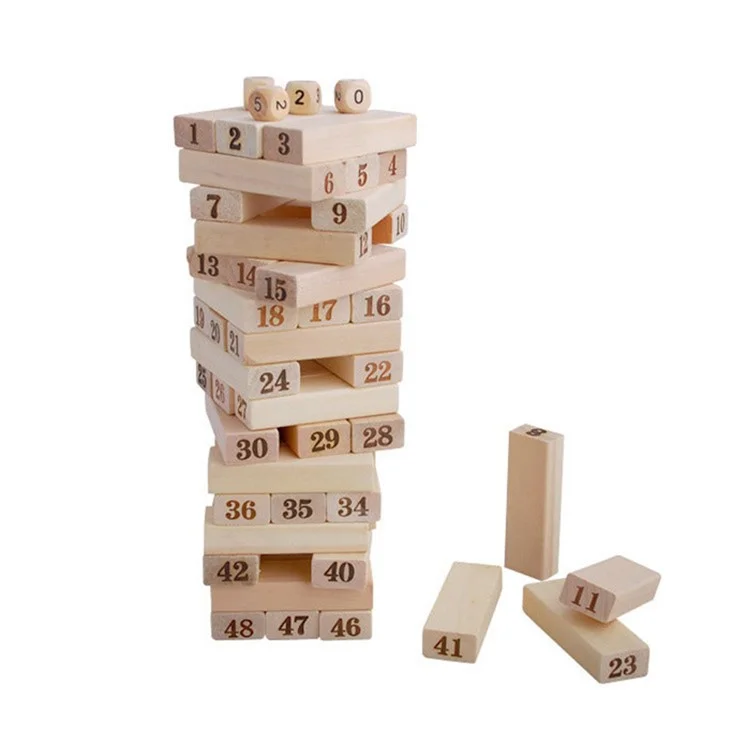 48PCS Large Digital Cascade Log Building Blocks Wooden Toy