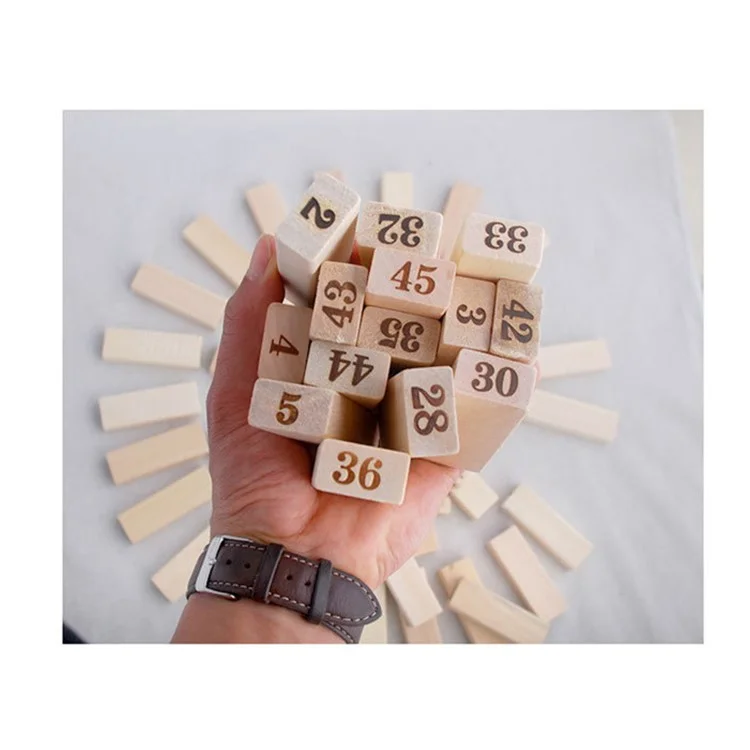 48PCS Large Digital Cascade Log Building Blocks Wooden Toy